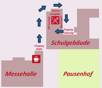 So finden Sie den Speisesaal und die Essensausgabe bei der Berufsinfomesse in Schnaitsee